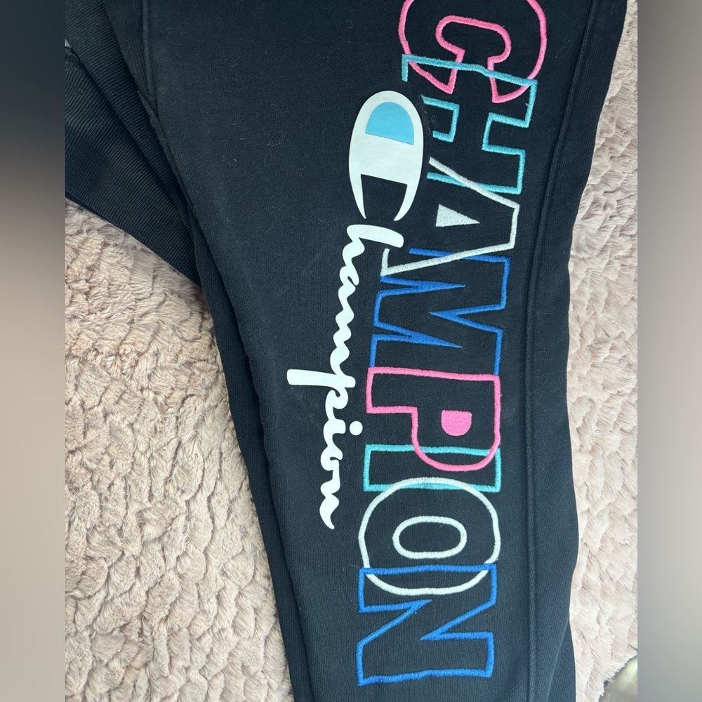 Vintage Champion Black sweatpants jogger embroidered Logo